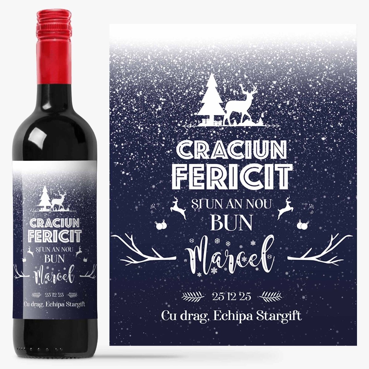 Vin personalizat cu text - Snowing night