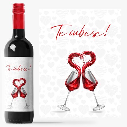 Vin personalizat cu text - Te iubesc!