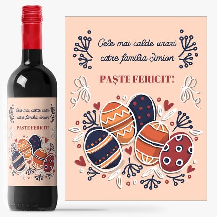 Vin personalizat cu text  - Urări pascale