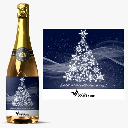 Vin spumant personalizat cu logo și mesaj - Crăciun fericit!