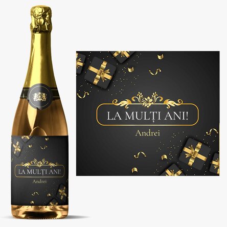 Vin spumant personalizat cu mesaj - La mulți ani