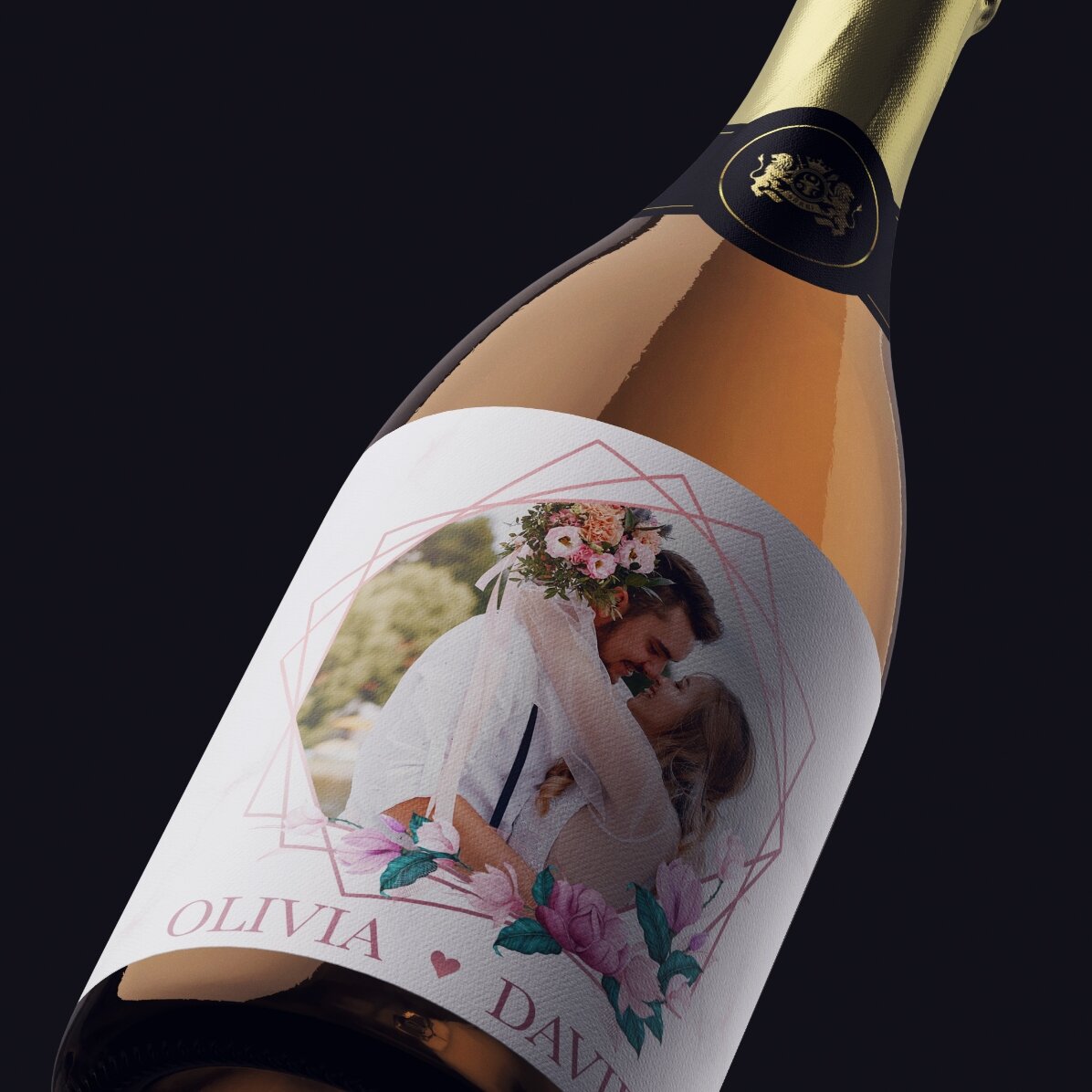 Vin spumant personalizat cu o poză și text- Momente în doi