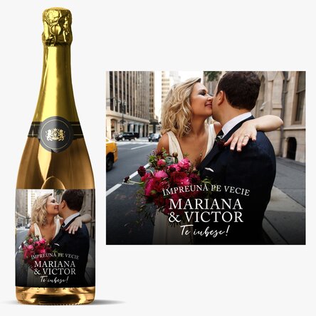 Vin spumant personalizat cu poză și text - Momente pretioase