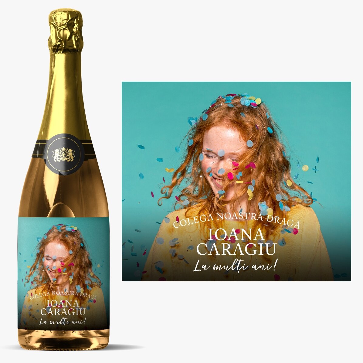 Vin spumant personalizat cu poză și text - Momente pretioase