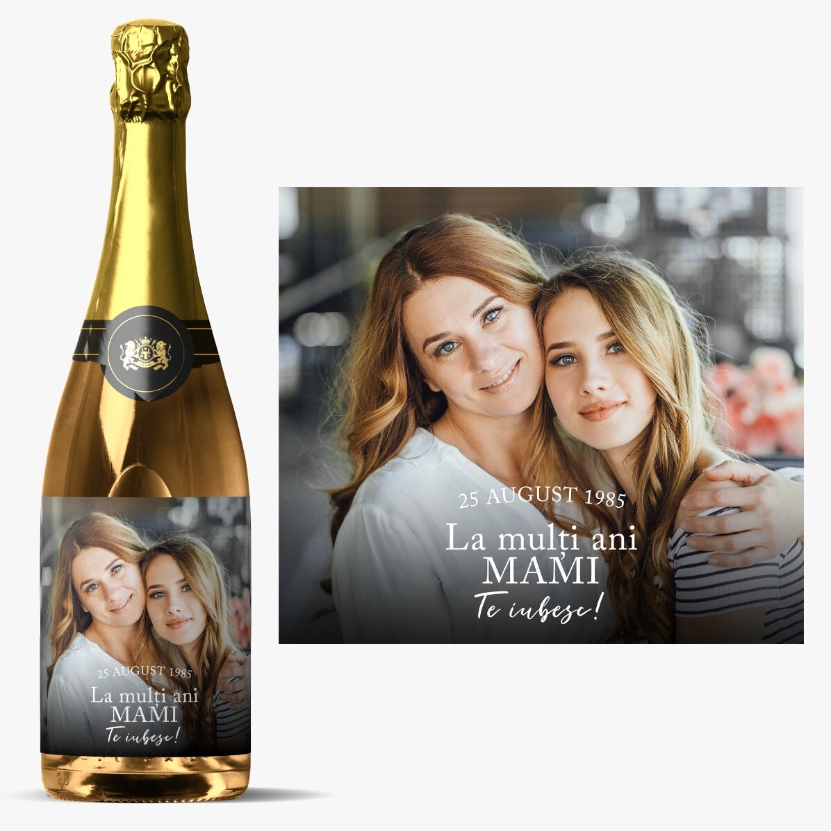 Vin spumant personalizat cu poză și text - Momente pretioase