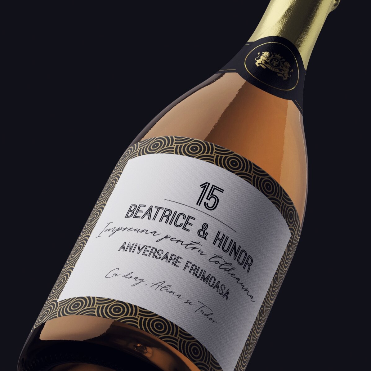 Vin spumant personalizat cu text - Art deco