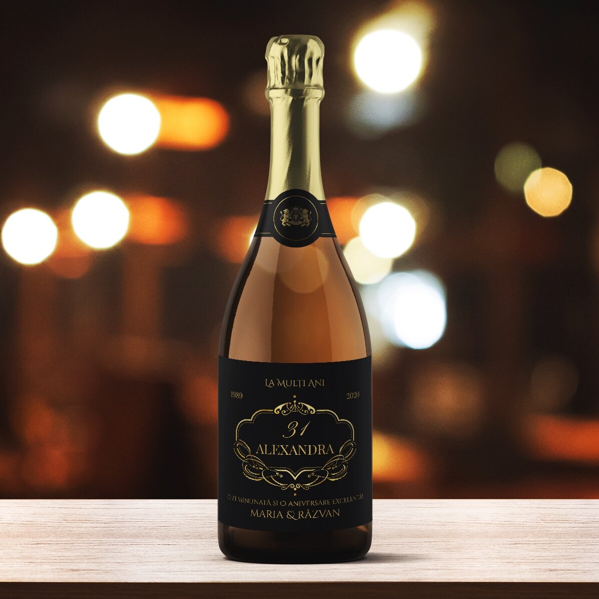 Vin spumant personalizat cu text - Elegant