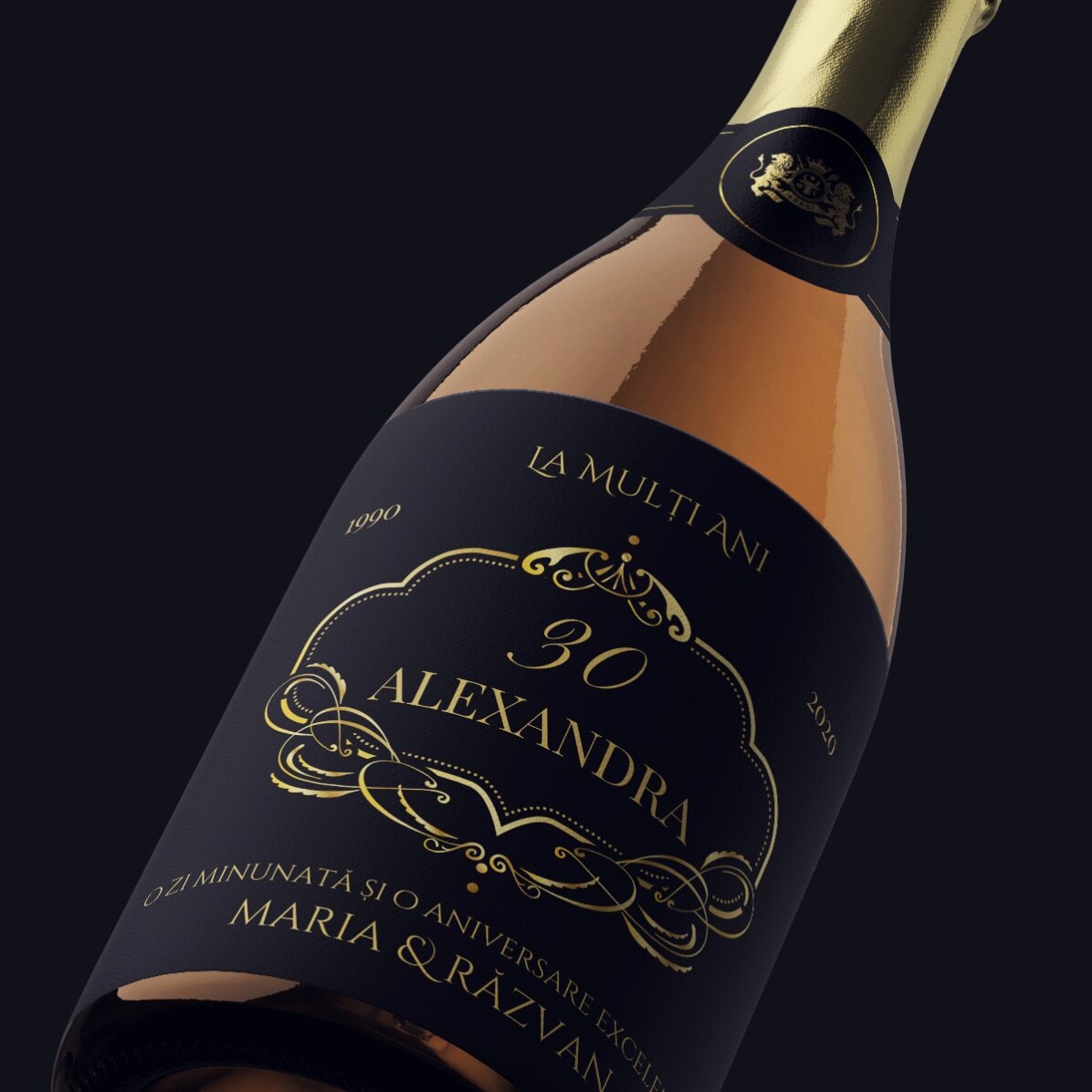 Vin spumant personalizat cu text - Elegant