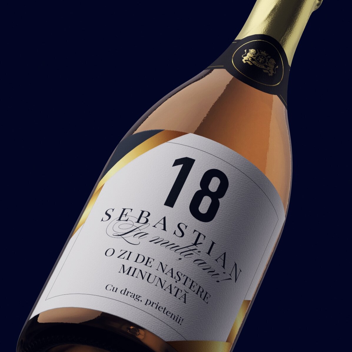 Vin spumant personalizat cu text pentru majorat
