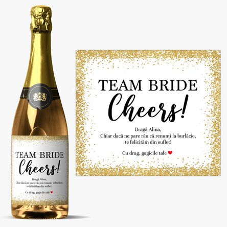 Vin spumant personalizat cu text pentru petrecerea burlăcițelor - Cheers