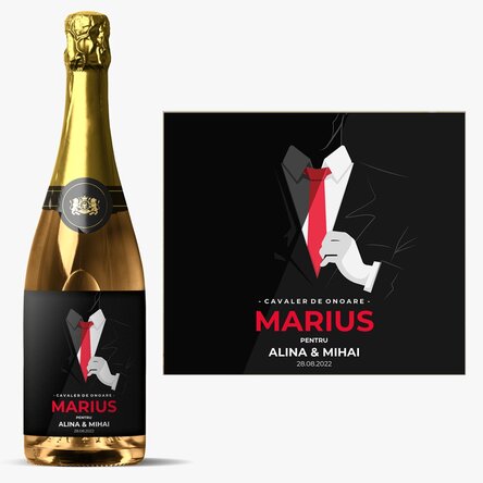Vin spumant personalizat cu text - Cavaler de onoare