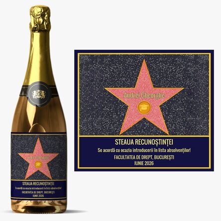 Személyre szabott szöveggel ellátott pezsgő – A hála csillaga